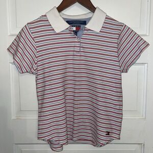 Tommy Hilfiger Striped Red Blue Baby Polo Collared‎ Two Button Shirt Medium